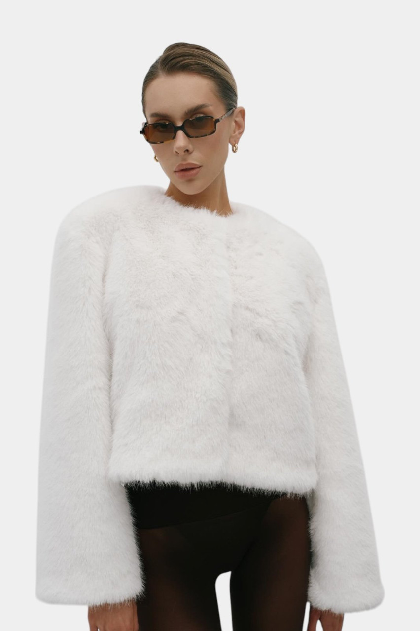 Біла коротка шуба Classic Mini Zgursky