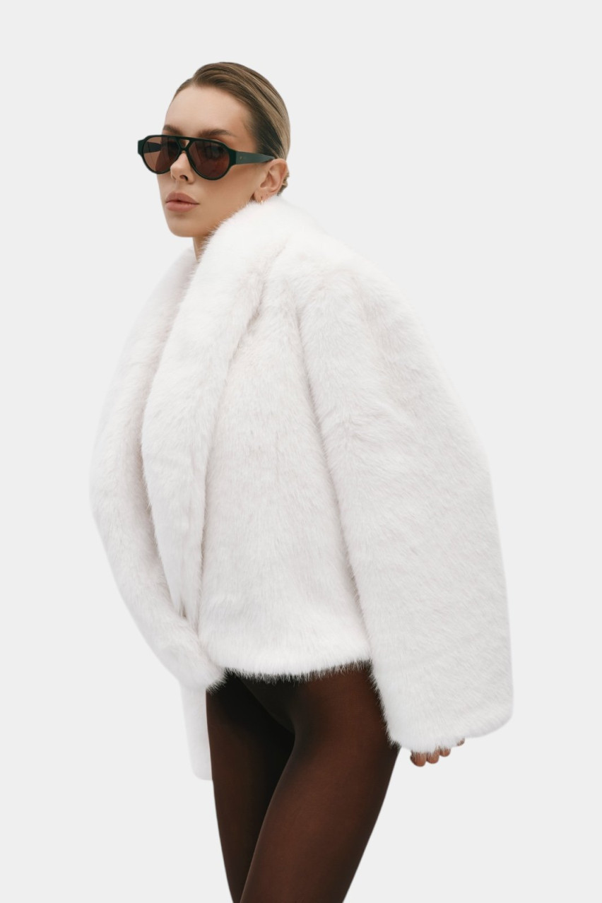 Біла коротка шуба Icon Mini Zgursky