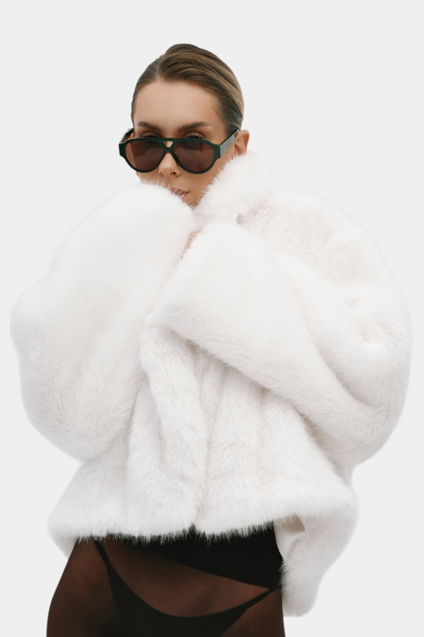 Біла коротка шуба Icon Mini Zgursky
