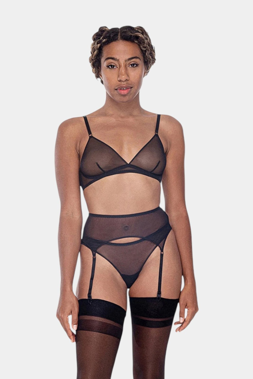 Чорний пояс з гартерами Zhilyova