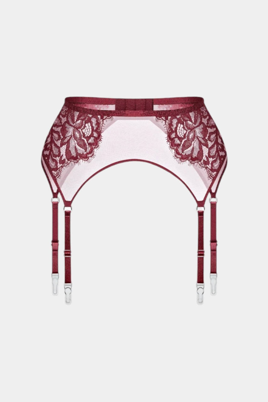 Бордовый пояс с гартерами Magnolia Zhilyova
