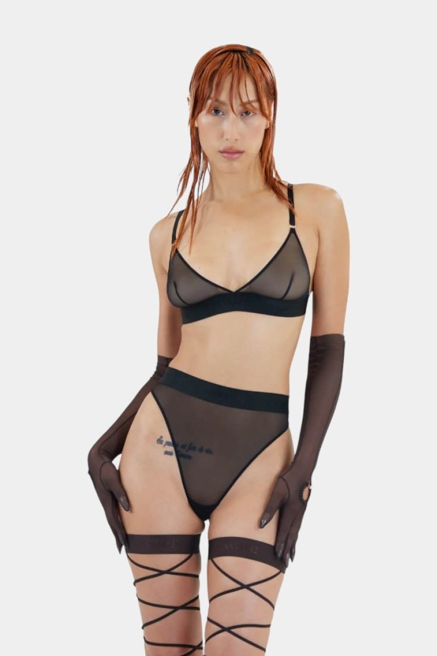 Черная танга Hanna с высокой посадкой Zhilyova