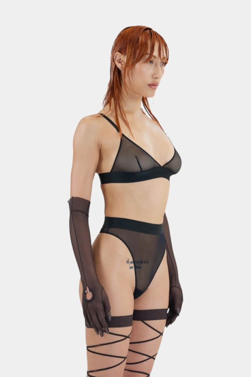 Черная танга Hanna с высокой посадкой Zhilyova