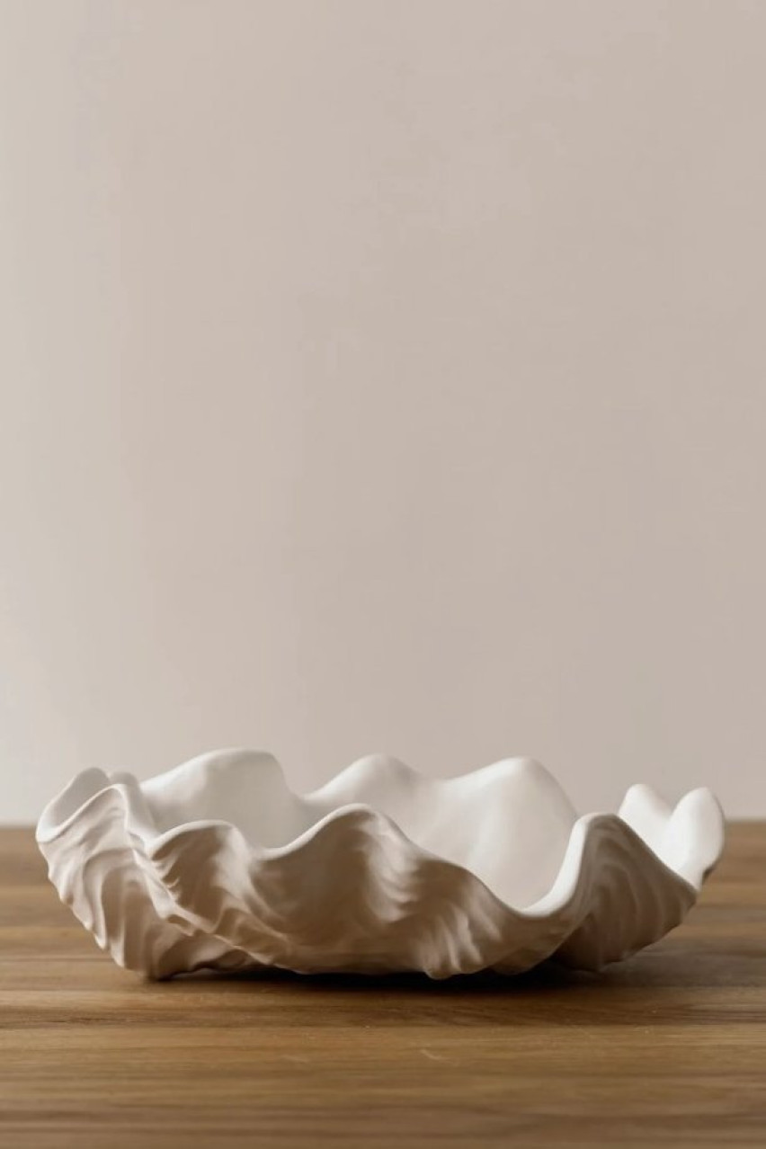 Белая пиала Shell clay kyiv